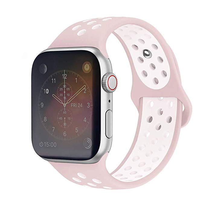 Alfheim Strap Compatible with Apple Watch 38mm/40mm 42mm/44mm,Soft Silicone Breathable Holes Durable,Two-Color Design Sport Replacement Wristband for iwatch Series 4/3/2/1