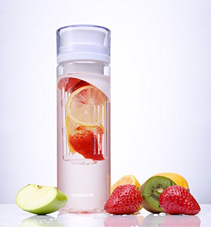 Cupture® White Fruit Infuser Water Bottle - Made of unbreakable Eastman Tritan(™) - 24 oz