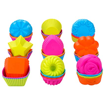 WARMWIND Silicone Muffin Cups, Food Grade Cupcake Baking Mold, 36-Pack Cake Cup Sets, Reusable Baking Cups, Non-Stick Cupcake Liners, Dishwasher Safe