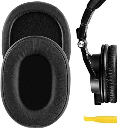 Geekria QuickFit Protein Leather Ear Pads for Audio Technica ATH-M50X, ATH-M50XBT, ATH-M40X, ATH-M30, ATH-M20, ATH-M10, Headphones, Replacement Ear Cushion/Ear Cups/Ear Cover, Earpads Repair Parts
