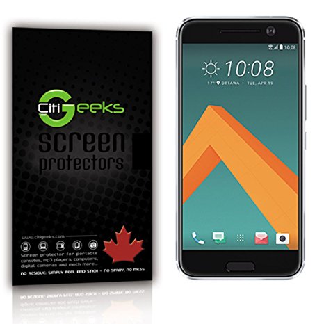 HTC 10 Tempered Glass Screen Protector - Crystal Clear Toughened Glass Screen Protector with CitiGeeks - Retail Package