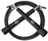 Jump Rope - Best Fast Speed Cable with 4 High-Grade Metal Universal Ball Bearings for Cross Fitness Training Boxing Exercise and Workouts - Designed to Increase RPMs Master Double Unders - with Naturalico Carry Case
