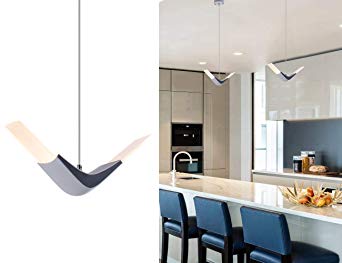 Modern LED Island Pendant Light Mini Contemporary Hanging Chandelier with Acrylic Shape for Kitchen Island Living Dining Room Bedroom by Bewamf