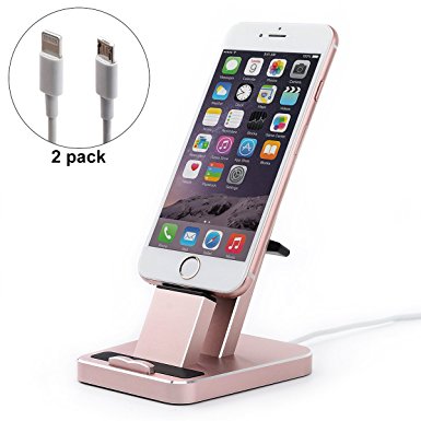 iPhone Dock,Aluminum iPhone Desk Charger Stand Dock Station Holder for iPhone 7/7Plus/6S/ 6/6 Plus/SE/5S and Samsung S7/S7 eage (Rose Gold)