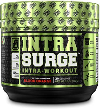 INTRASURGE Intra Workout Energy BCAA Powder - Fermented BCAA Amino Acids, Natural Caffeine, L-Citrulline, and More for Muscle Building, Strength, Pumps, Endurance, Recovery - Blood Orange, 20sv