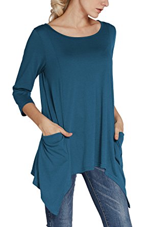 Urban CoCo Women's Plus Size Pocket Tunic Top 3/4 Sleeve Shirt