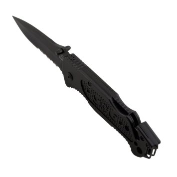 SOG Specialty Knives & Tools FF25-CP Escape Knife with Partially-Serrated Folding 3.4-Inch Steel Blade and Aluminum Black Handle, Hardcase Black Finish