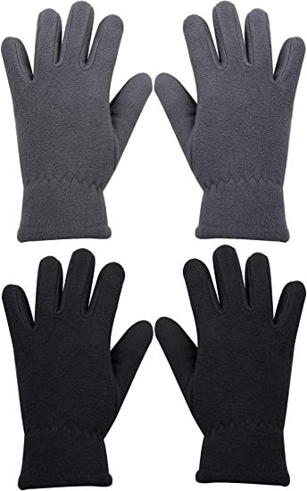 Cooraby 2 Pairs Kids Winter Gloves Polar Fleece Warm Gloves for Winter Cold Weather Supplies