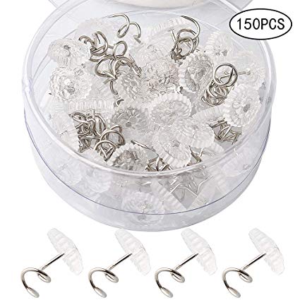 WODE Shop 150 PCS Twist Pins, Clear Heads Twisty Pins Bedskirt Pins for Holds Bedskirts Upholstery Slipcovers