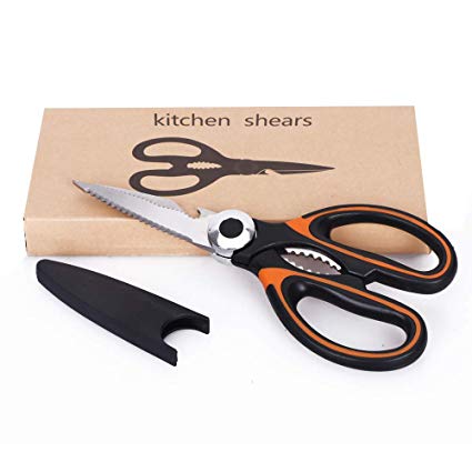 Kitchen Shears,Ultra Sharp Premium Heavy Duty Stainless Steel shears and Multi Purpose Kitchen Scissors-orange