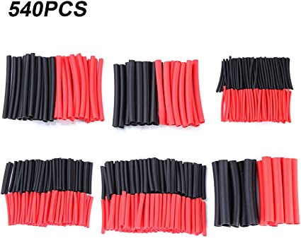 Young4us 540Pcs 3:1 Shrink Ratio Dual Wall Adhesive Lined Heat Shrink Tubing Tube 6 Sizes(Dia): 3/8", 1/4", 3/16", 1/8", 3/32", 1/16", 2 Color KIT (Black&Red)