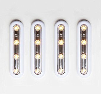 Ledinus 4 Pack 4-LED Touch Tap Push Stick-on Anywhere Light Super Bright LED Night Light for Closets, Attics, Garages, Car, Sheds, Storage Room,Warm Light