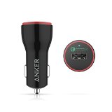 Qualcomm Certified Anker PowerDrive 1 Quick Charge 20 24W USB Car Charger for Samsung Galaxy S6  S6 Edge  Edge Note 5 Note 4  Edge Nexus 6 HTC M9 Xperia Z3  Z2 Moto X and More Black