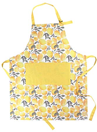 Sage and Stitch Adjustable Neck Cooking Apron for Women 27'' x 33'' Machine Washable with 2 Pockets for Chef BBQ Baking - Yellow Lemons