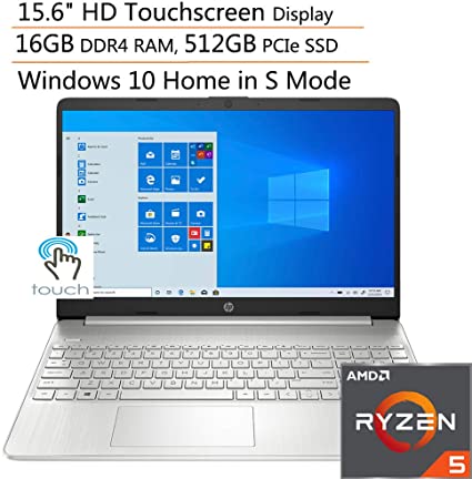 HP 15 15.6" Touchscreen Laptop Computer, Quad-Core AMD Ryzen 5 3500U up to 3.7GHz (Beats i7-7500U), 16GB DDR4 RAM, 512GB PCIe SSD, 802.11ac WiFi, Type-C, HDMI, Silver, Windows 10, iPuzzle Accessories