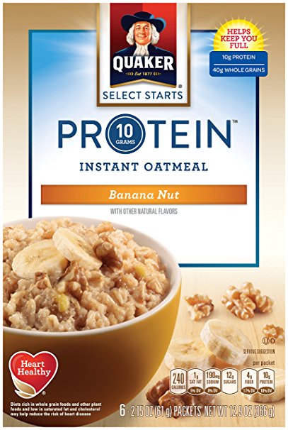 Quaker Select Starts Protein Instant Oatmeal, Banana Nut, Breakfast Cereal, 6 Packets