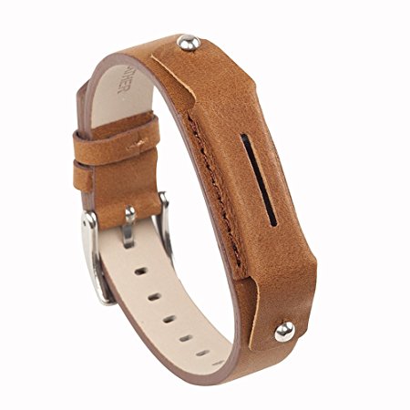 Wearlizer Bands for Fitbit Flex 2, Genuine Leather Wristband Accessories for Fitbit Flex 2