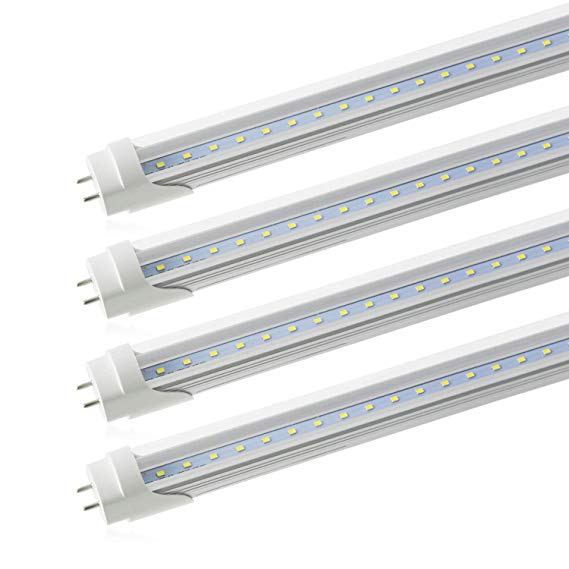 2FT T8 LED Tube Lights, Romwish 24" 8W(20W Equivalent) LED Light Bulbs, F18T8, F20T10, F20T12/CW, Dual-End Powered, 5000K Daylights, Ballast Bypass, Two Pin G13 Base, Clear Cover(Pack of 4)
