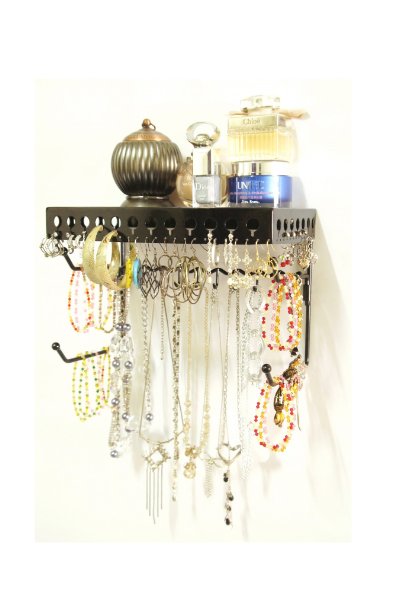 Mango Steam Wall-mounted Jewelry Organizer Shelf (10 Inch, Black)