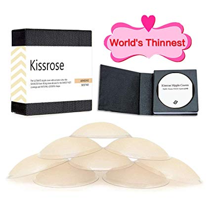 Nipplecovers, Hypoallergenic Silicone Nipple Covers Adhesive Pasties (World’s Thinnest 0.2mm-4 Pairs, One Size)