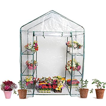 Panana Compact Walk-in 3 Tier 6 Shelves Greenhouse with Cover