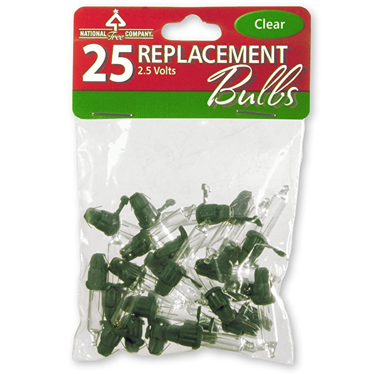 National Tree 25 Clear Replacement Bulbs for 50 Light Sets, 2.5 Volt (RBG-25C)