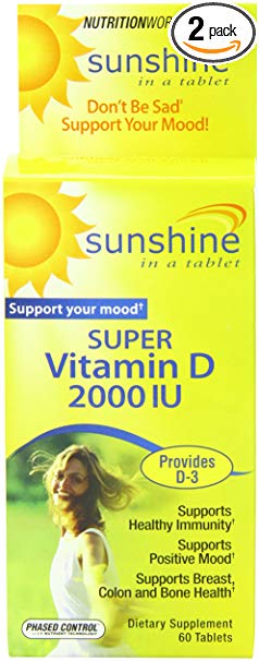 Sunshine Vitamin D-3 2,000 IU, Healthy and Strong Bones, 60 servings
