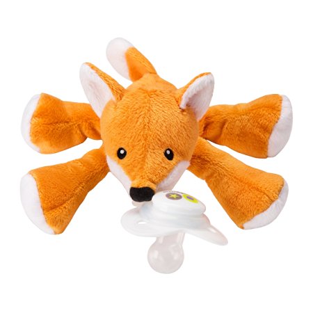 Nookums Paci-Plushies Fox Shakies - Universal Pacifier Holder and Rattle (2 in 1)