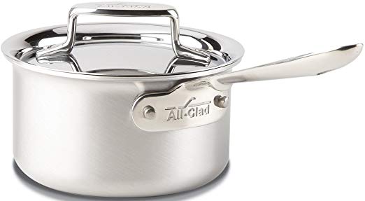 All-Clad BD55201.5 D5 Brushed 18/10 Stainless Steel 5-Ply Bonded Dishwasher Safe Sauce Pan Cookware, 1.5-Quart, Silver