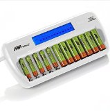 FlePow 12 Bay  Slot AA AAA Ni-MH Ni-Cd LCD Fast Battery Charger Advanced Intelligent Smart Charger  Discharger for AA AAA Ni-MH  Ni-Cd Rechargeable Batteries