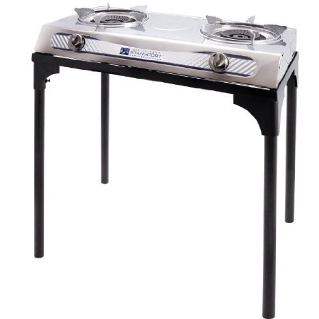 Stansport 2 Burner Stainless Steel Stove with Stand