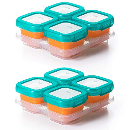 OXO TOT Baby Blocks Food Storage Containers, Teal, 4 Ounce - Set of 2