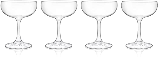 True Coupe, Set of 4 for Martini, Daiquiri, Manhattan, Cocktail Barware Glass, 7 oz