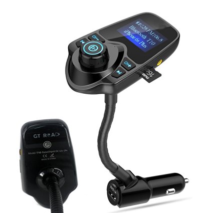 GT ROAD tpzl-pzp1-21 Bluetooth Car Music Adapter and FM Transmitter LED Display, Noise Reduction Technology, Fast Pairing, USB Charging, Smartphone Compatible, Hands-Free Calls