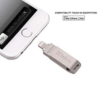 iPhone Lightning Flash Drive 32GB, Hitcake Touch ID Encryption Memory Expansion USB Stick OTG High Transfer Speed External Storage for iPad iPod MacBook Laptop IOS Divice Sliver