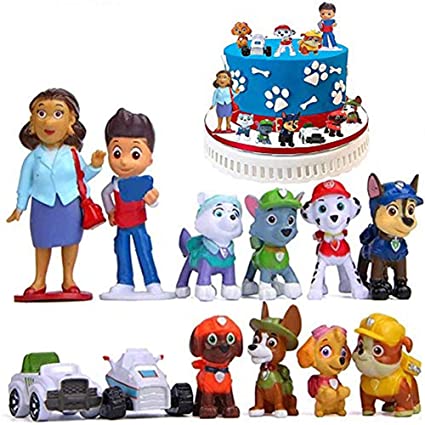 12PCS Paw Patrol Cake Topper, Cake and Cup Cake Topper, Paw Patrol Mini Toys, Children's Birthday Shower Party Supplies