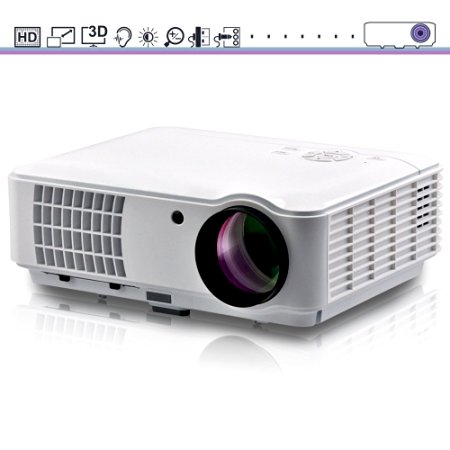 HD Video Projector, iRULU 10 2500 Lumens 1280*800 1080p HDMI Max 200" Big Screen LCD LED Projector For Home Back Yard Movie, Party, Games, Office Business Presentation - White