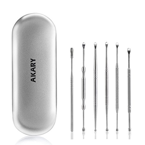 AKARY Ear Pick, 6pcs Ear Cleaning Tool Medical Grade Ear hygiene Care Kits Ear Canal Cleaning Ear Wax Removal with Storage Box