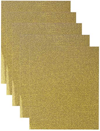 U-ZM Glitter Heat Transfer Vinyl Bundle, 5 Sheets 12" x 10" HTV Iron On Vinyl for Cricut and Silhouette Cameo (Gold)