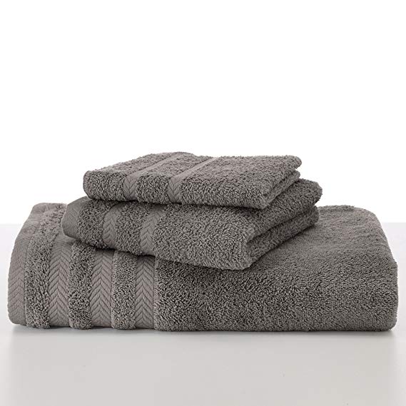 EGYPTIAN COTTON DRYFAST HAND TOWEL BY MARTEX - Premium, Luxurious, Top Hotel Quality - Soft, Absorbent, Machine Washable, Quick Drying - Grey