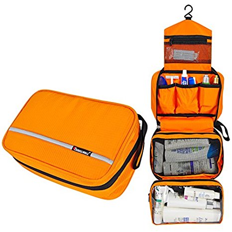 MLMSY Waterproof Hanging Type Travel Toiletry Bag Makeup Bag Travel Organizers For Cosmetic, Shaving, Travel Accessories, Personal Items - Use In Hotel, Home, Bathroom,Car, Airplane (orange)