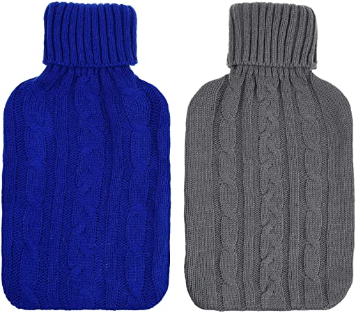 Cosmos Pack of 2 Knitted Cover for 2 Liter (2000 ml) Hot Water Bottle Rubber Winter Warmer for Women Kids (Cover Sleeves Only)