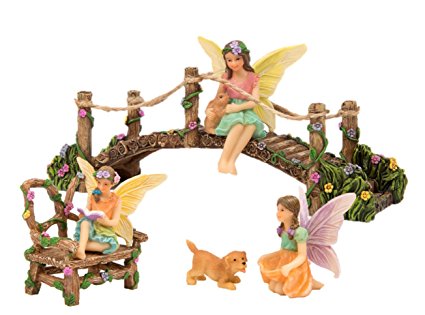 Complete hand painted fairy garden set   magical story booklet! Set comes with fairy friends, pets, and accessories and they all come to life in their Bunny Love booklet! (Multi)