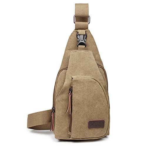 OuterStar Casual Canvas Sling Backpack Chest Bag for Men Woman (Coffee/Grey/Army Green)