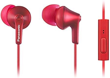 Panasonic Earbud with Mic Headphone, Metal Red (RPTCM125PPR)