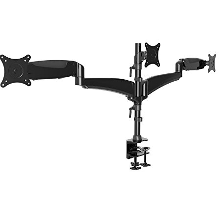 Jestik JM-CM134 Trinity Triple and Dual Monitor Arm with Clamp and Bolt Through Mount, Holds up to Three 27" for Triple or up to Two 32" for Dual