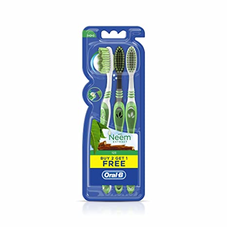 Oral- B 1.2.3 Toothbrush with Neem Extract, Soft (Buy 2 Get 1 Free)