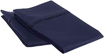 100% Cotton Pillowcases Set of 2, Soft and Cozy, Wrinkle, Fade, Stain Resistant, 20"x 30", Navy Blue Solid