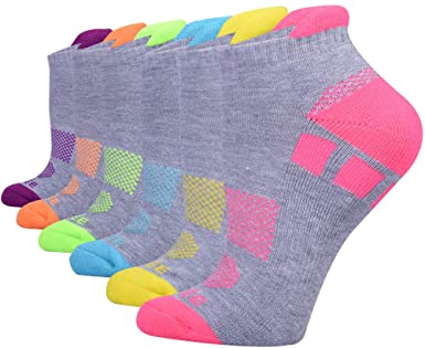 JOYNÉE 6 Pairs Women's Ankle Athletic Running Socks Performance Cushioned Low Cut Sports Socks with Heel Tab