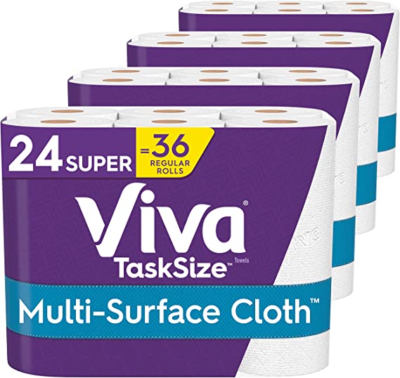 Viva Multi-Surface Cloth TaskSize Kitchen Paper Towels, White, 24 Count